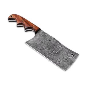 Handmade Damascus Steel Cleaver Knife Wood Handle DIY Grade Kitchen Knives Gift for Him Husband Butcher OEM Customization