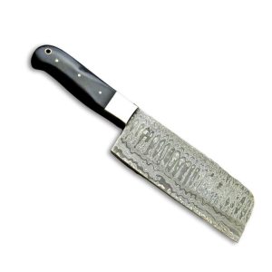 Handmade Damascus Steel Cleaver Wood Horn Handle Customizable DIY Grade Knives OEM Support Personalizable Cleaver Knives