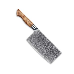 Handmade Damascus Steel Cleaver Knife with Natural Wood Handle Trending Collection OEM Customization Supported