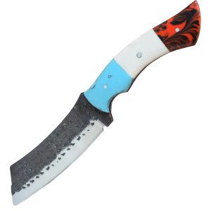 Handmade Custom Carbon Steel Skinner Knife Beautiful Multi-Color Resin Handle Blade Application Stainless Material