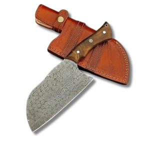 Meat Cleaver Custom Kitchen Food and Serial Cleaver Knife Chef Knife Set with Leather Sheath Handmade Gift